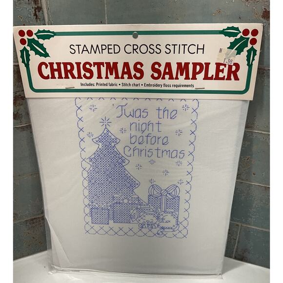 VTG Bucilla Stamped Cross Stitch Christmas Sampler Set of 3 - Picture 3 of 4